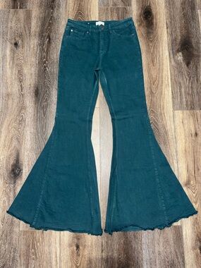 SHYANNE WOMEN'S HIGH RISE SUPER FLARE JEANS in Deep Teal Size 30